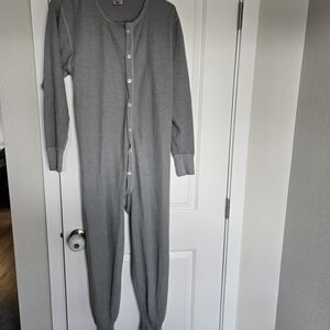 Men's Gray Button-Up Long Underwear